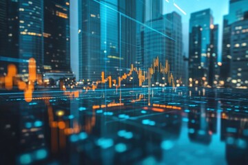 Urban Financial Data Visualization at Dusk