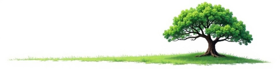 Dense foliage surrounds isolated tree on white background, green, stillness, solitary