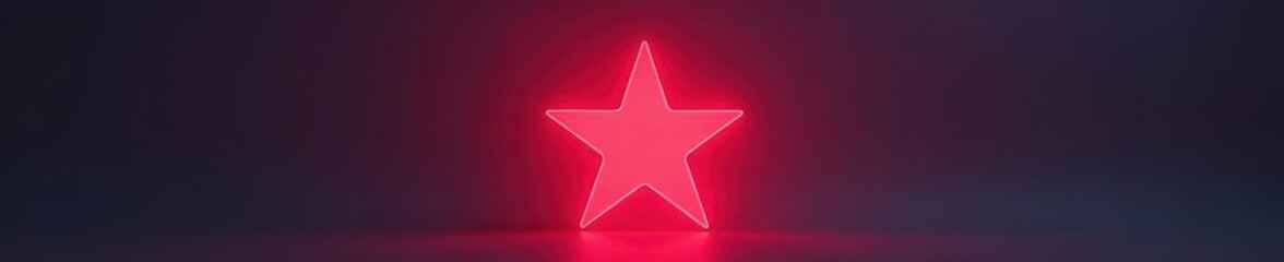 Obraz premium Shiny red star glows in the dark on a plain white background, luminous, ambient
