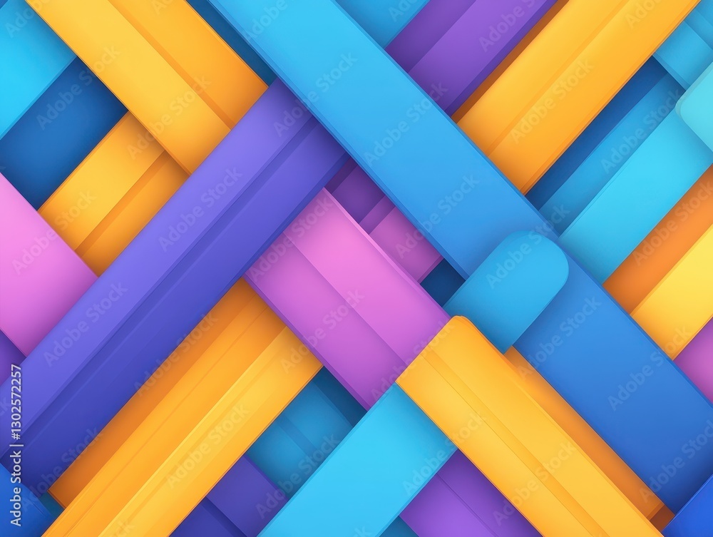 Poster vibrant abstract background with interwoven colorful strips creating depth