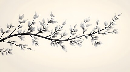 Elegant Single Line Drawing of Willow Branches Embracing the Essence of Spring and Easter