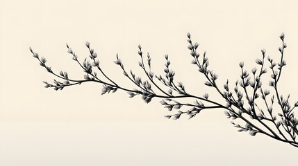 A Minimalist Continuous Line Drawing of Willow Twigs in Spring Celebrating Easter
