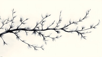 Serene Flowing Line Art of Willow Twigs Reflecting the Beauty of Spring and Easter Celebrations