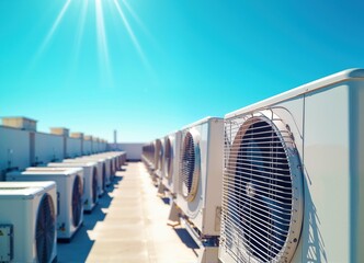 a close-up view of multiple air conditioning units