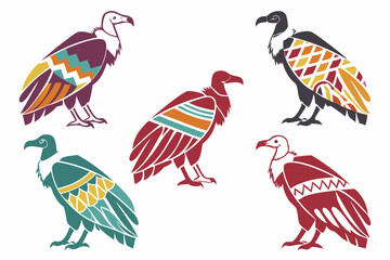 set of VULTURE Silhouette vector illustration