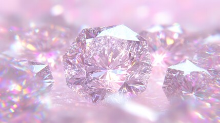 Countless diamonds create a mesmerizing glow against a backdrop of soft pink hues, capturing the beauty of nature's brilliance and elegance