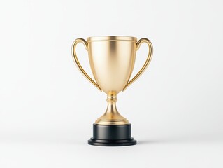 Golden trophy on a black base, symbolizing achievement and success, isolated