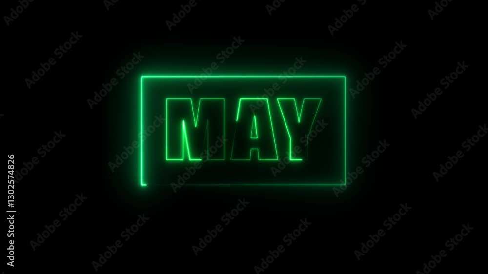 Poster glowing colorful light neon text month of may . abstract glowing may month text neon light effect ba