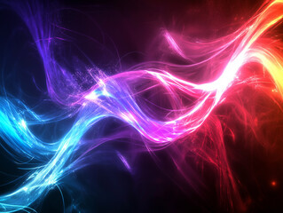 Fototapeta premium Dark Abstract Background with Flowing Purple and Blue Light Waves – Futuristic Curved Line Design for Digital, Tech, and Creative Visuals