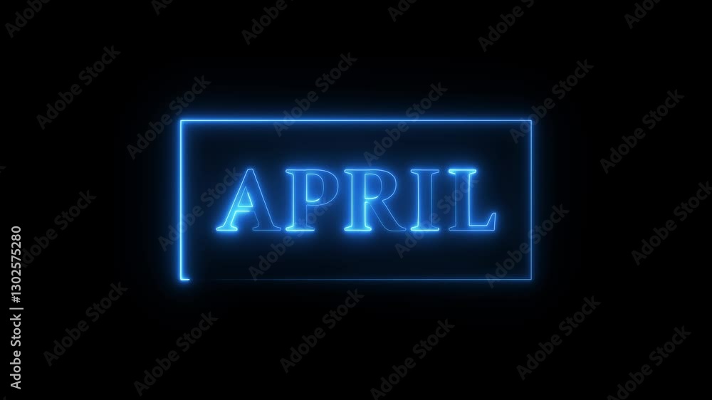 Poster glowing colorful neon text month of april. neon light sign with the name of the month of april. abst