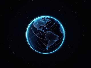 Glowing Earth with Network Connections Against a Starry Background