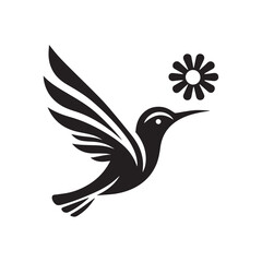 Obraz premium Black Hummingbird Silhouette Vector Illustration Flying with Wings