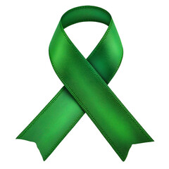 Green Awareness Ribbon on Transparent Background – Symbol of Mental Health, Organ Donation, and Environmental Support for Advocacy and Awareness Campaigns.