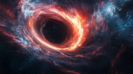 Obraz premium Space vortex. Deep space with black hole and nebula. Dark galaxy with glowing colors. Starfield showing a cosmic spiral.