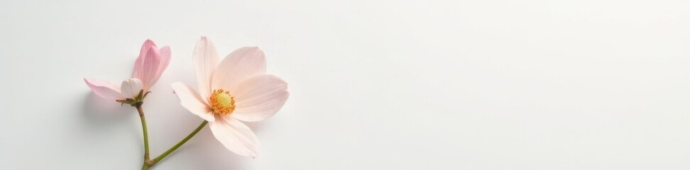 Obraz premium A delicate, pale-colored flower on a pristine white background, delicate, nature