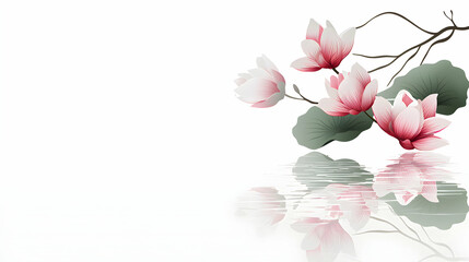 Pink and White Lotus Flowers Reflecting in Calm Water