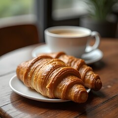 cup of coffee and croissant