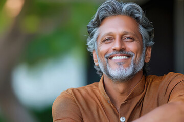 indian mature man smiling