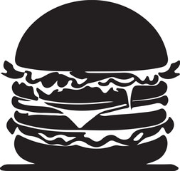Burger silhouette vector art illustration. Black and white Burger vector illustration.