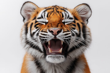 Fototapeta premium Portrait of a baby bengal tiger isolated on white background