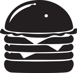 Burger silhouette vector art illustration. Black and white Burger vector illustration.