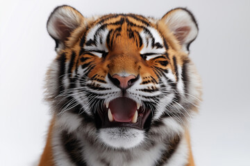 Fototapeta premium Portrait of a baby bengal tiger isolated on white background