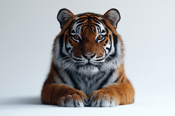 Fototapeta premium Tiger sitting on white background