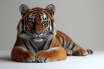 Obraz premium Tiger sitting on white background