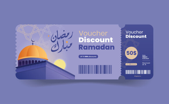 illustration of voucher design coupon promotion ramadan and eid al-fitr. discount voucher, gift voucher, coupon, voucher element template and coupon for graphic design.