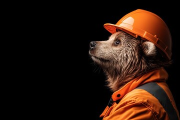 Bear in Orange Construction Gear, A Humorous Take on Safety and Wildlife
