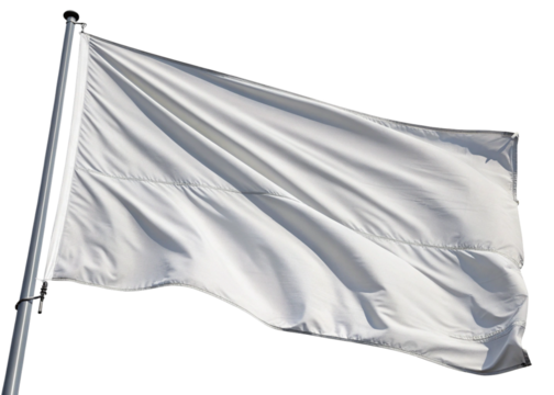 White blank flag waving on a pole, cut out