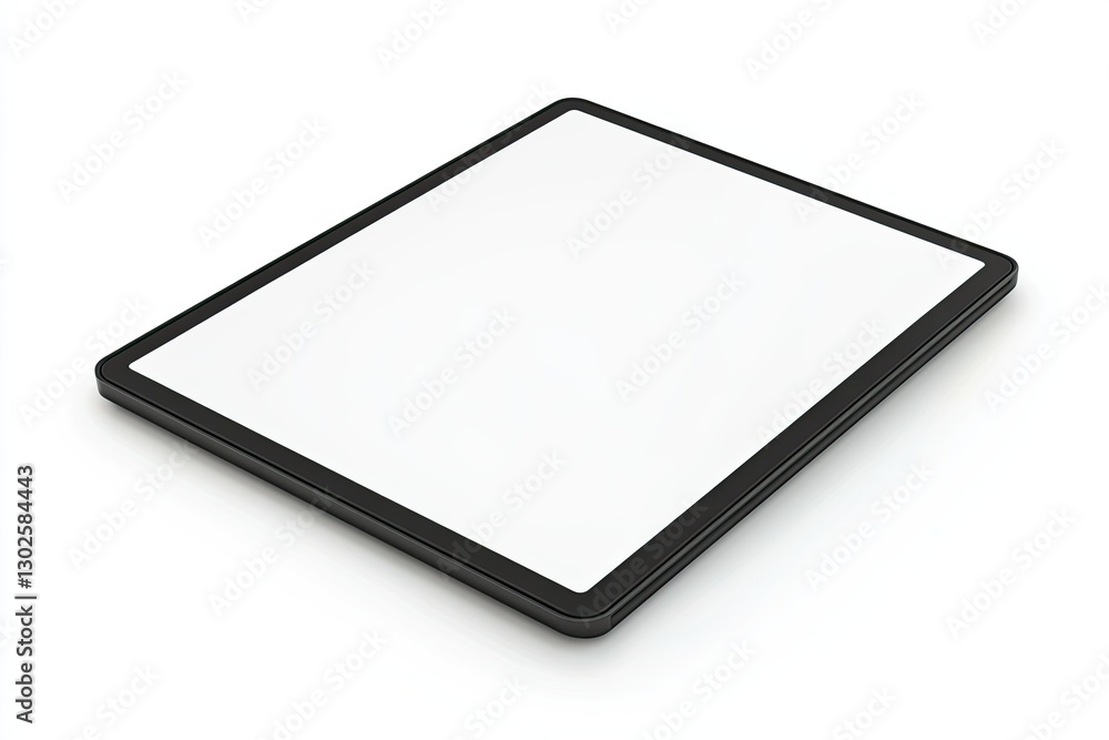 Poster tablet pc computer with blank screen 3d render of lcd screen pad isolated on white background