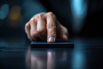Business hand pressing on a device