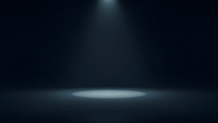 a dark empty stage with a single spotlight shining down, creating a dramatic atmosphere