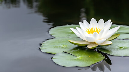 delicate lotus flower blooming from dark waters, symbolizing purity and tranquility
