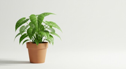 Obraz premium Lush Green Philodendron Plant in Terracotta Pot Indoor Houseplant Minimalist Home Decor