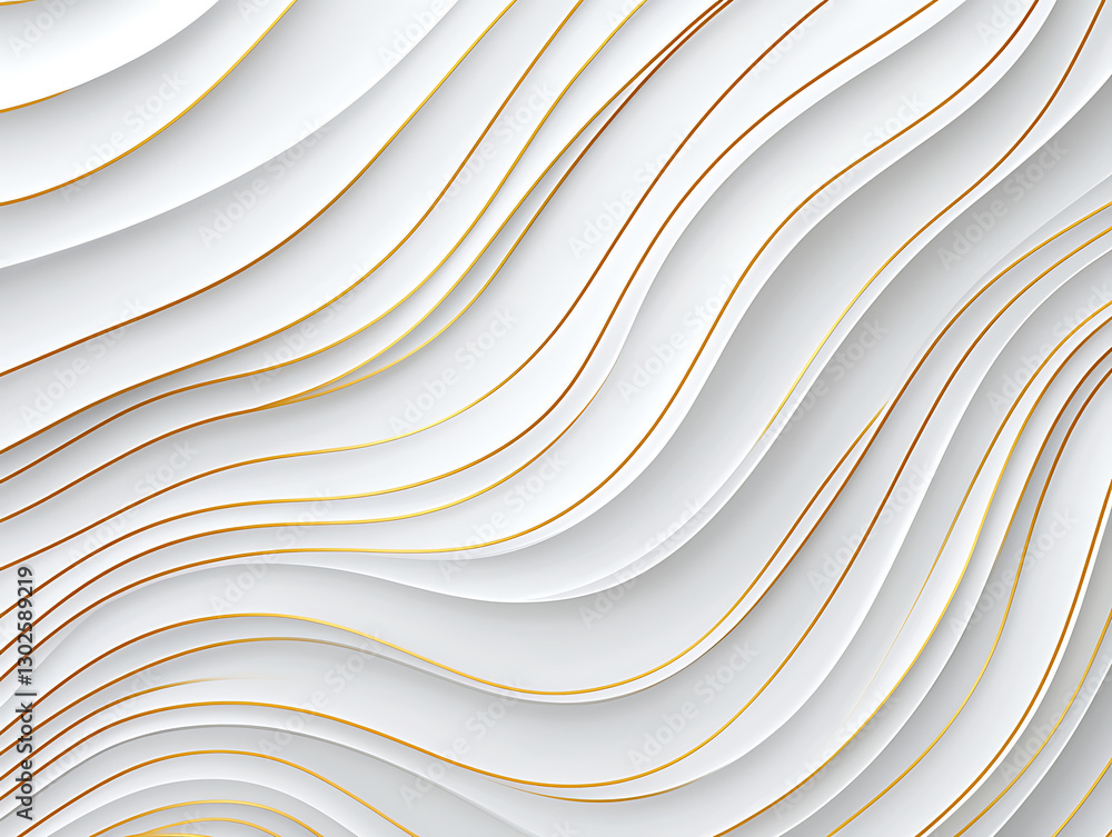 Poster dynamic white and gold wave patterns abstract art digital design modern aesthetic close-up view visu