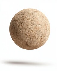 Floating Porous Stone Sphere Isolated on White Background