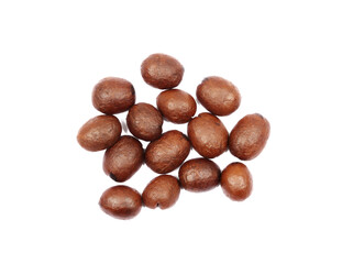Roasted coffee beans isolated on white