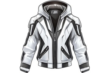 White Hooded Jacket Illustration on White. Fashion design mockup for designers
