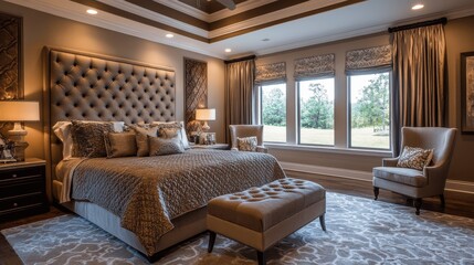 Elegant and Cozy Bedroom with Plush Decor and Natural Light