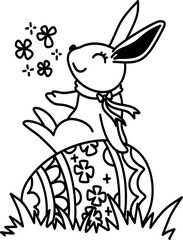 Hand drawn easter rabbit cartoon doodle 