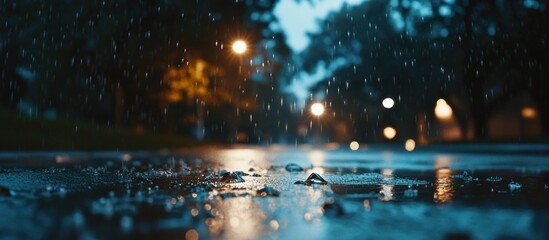 Rainy Night Cityscape: A Tranquil Moment in the City