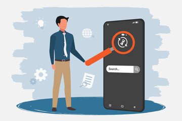 Businessman using smartphone to searching for information. Searching information on the Internet.