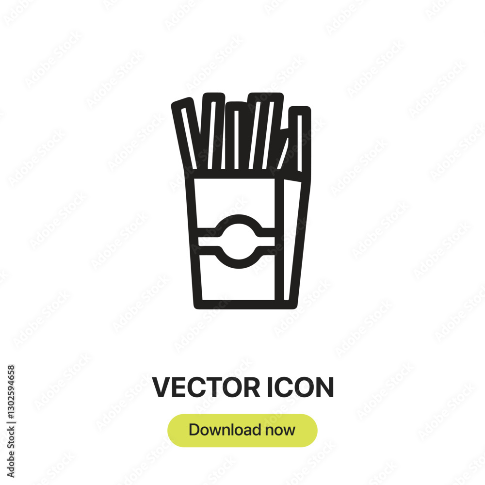 Poster fries icon vector. linear-style sign for mobile concept and web design. fries symbol illustration. p