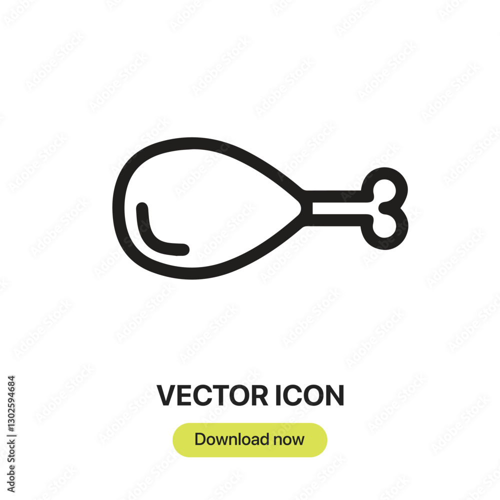 Poster chicken leg icon vector. linear-style sign for mobile concept and web design. chicken leg symbol ill