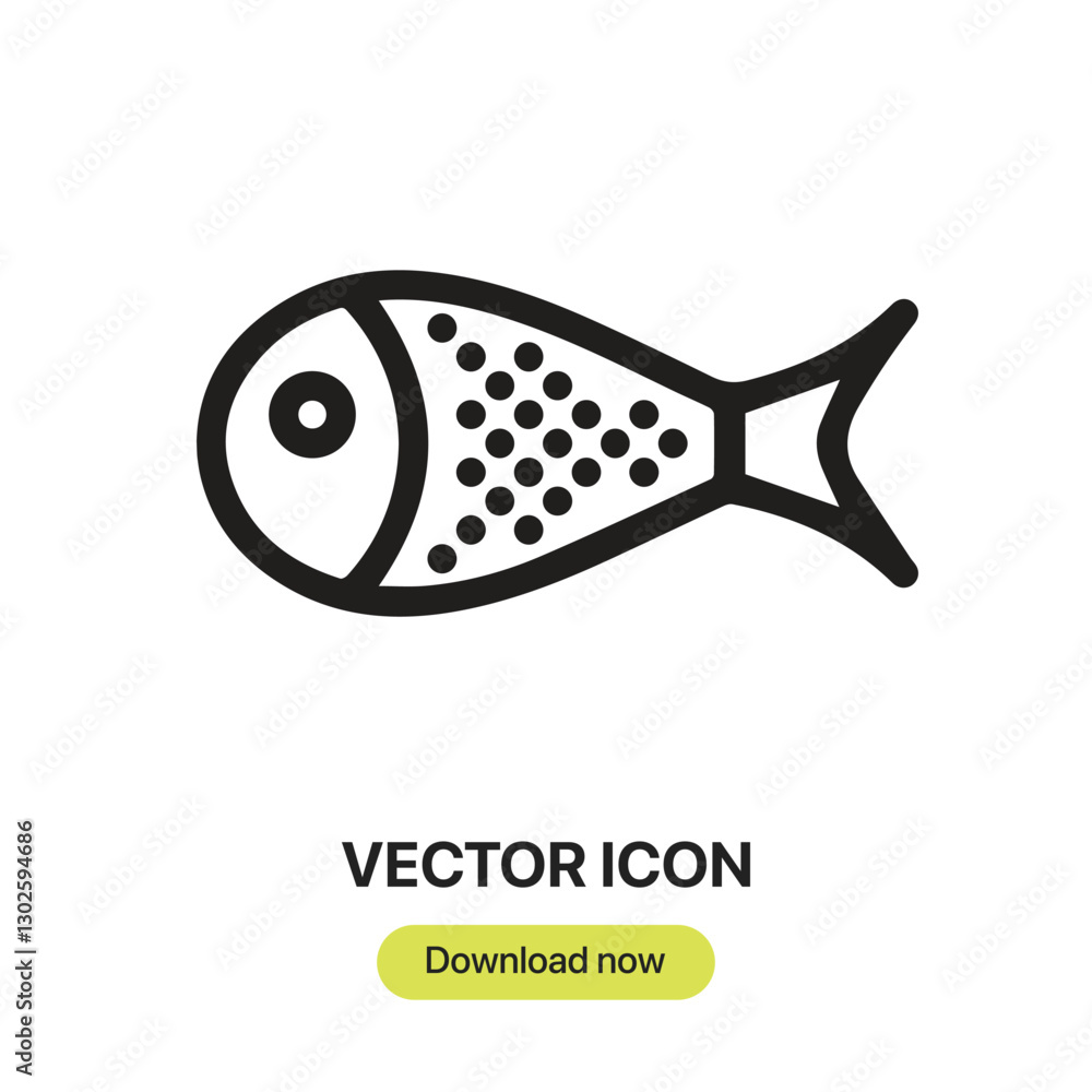 Poster fish icon vector. linear-style sign for mobile concept and web design. fish symbol illustration. pix