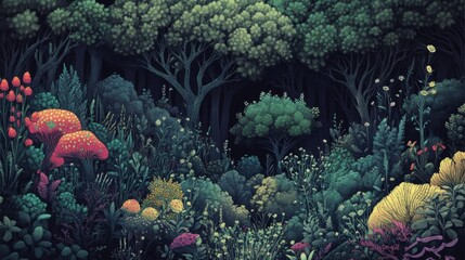 Obraz premium Enchanted Forest: A Mystical Digital Painting