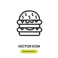 Burger icon vector. Linear-style sign for mobile concept and web design. Burger symbol illustration. Pixel vector graphics - Vector.