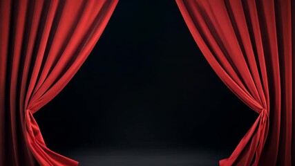 Elegant red curtains framing a dark stage for theatrical performances
